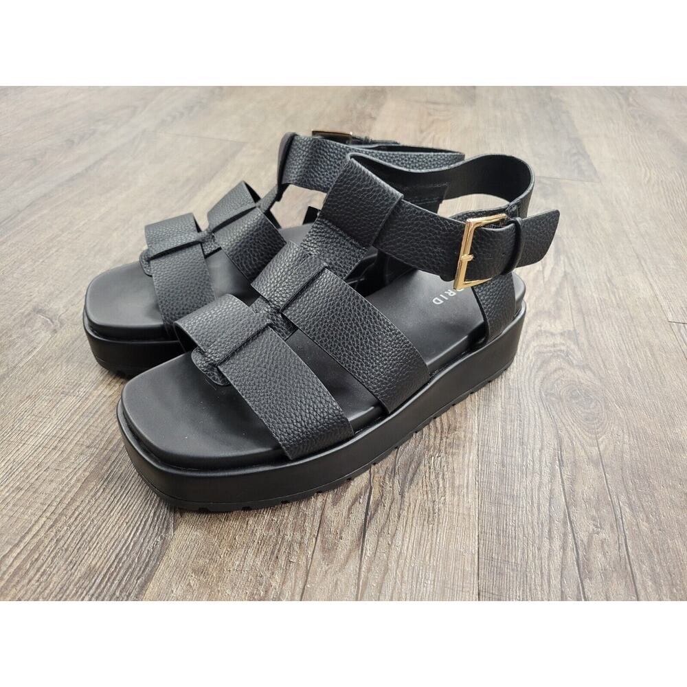 Torrid NWT Chunky Platform Sandals Flatform Gladiator Solid Black Shoes 8.5